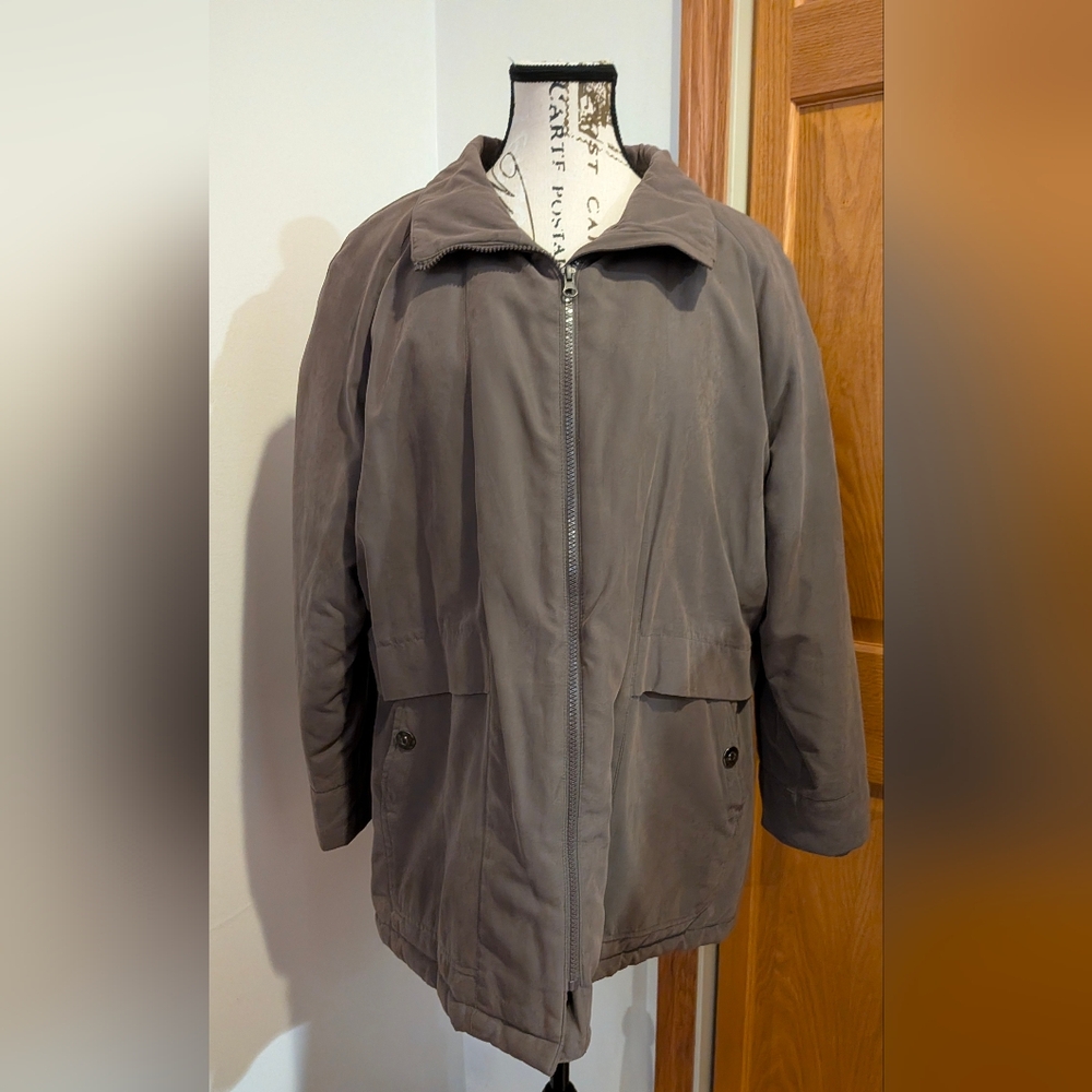 Forecaster of Boston Beige Brown Microfiber Oversized Winter Coat Petite L Vtg